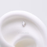 Detail View 1 of Implant Grade Titanium OneFit Threadless Elegant Marquise Sparkle Top Part-Clear Gem