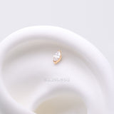 Detail View 1 of Implant Grade Titanium OneFit Threadless Golden Elegant Marquise Sparkle Top Part-Clear Gem