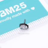 Detail View 3 of Implant Grade Titanium OneFit Threadless Blackline Elegant Marquise Sparkle Top Part-Clear Gem