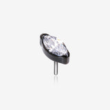 Implant Grade Titanium OneFit Threadless Blackline Elegant Marquise Sparkle Top Part-Clear Gem