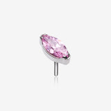 Implant Grade Titanium OneFit Threadless Elegant Marquise Sparkle Top Part-Pink