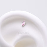 Detail View 1 of Implant Grade Titanium OneFit Threadless Elegant Marquise Sparkle Top Part-Pink
