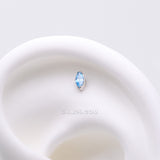 Detail View 1 of Implant Grade Titanium OneFit Threadless Elegant Marquise Sparkle Top Part-Aqua