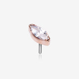 Implant Grade Titanium OneFit Threadless Rose Gold Elegant Marquise Sparkle Top Part-Clear Gem