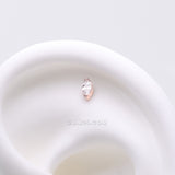 Detail View 1 of Implant Grade Titanium OneFit Threadless Rose Gold Elegant Marquise Sparkle Top Part-Clear Gem