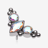 Implant Grade Titanium OneFit Threadless Marquise Sparkle Bali Beads Arc Top Part-Aurora Borealis