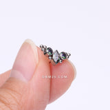 Detail View 2 of Implant Grade Titanium OneFit Threadless Marquise Sparkle Bali Beads Arc Top Part-Vitrail Medium