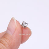 Detail View 2 of Implant Grade Titanium OneFit Threadless Prong Set Square Gem Sparkle Top Part-Clear Gem