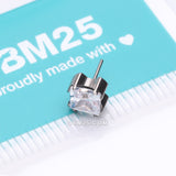 Detail View 3 of Implant Grade Titanium OneFit Threadless Prong Set Square Gem Sparkle Top Part-Clear Gem