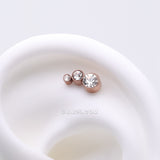 Detail View 1 of Implant Grade Titanium OneFit Threadless Rose Gold Cascading Journey Triple Sparkle Top Part-Clear Gem