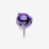 Implant Grade Titanium OneFit Threadless Prong Set Glass Ball Top Part-Purple