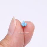 Detail View 2 of Implant Grade Titanium OneFit Threadless Triple Marquise Fire Opal Leaflet Top Part-Blue Opal