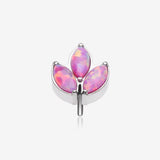 Implant Grade Titanium OneFit Threadless Triple Marquise Fire Opal Leaflet Top Part-Pink Opal