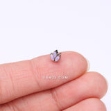 Detail View 2 of Implant Grade Titanium OneFit Threadless Triple Marquise Fire Opal Leaflet Top Part-Purple Opal