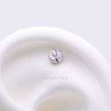 Detail View 1 of Implant Grade Titanium OneFit Threadless Triple Marquise Fire Opal Leaflet Top Part-Purple Opal
