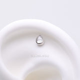 Detail View 1 of Implant Grade Titanium OneFit Threadless Teardrop Sparkle Top Part-Clear Gem