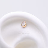 Detail View 1 of Implant Grade Titanium OneFit Threadless Golden Teardrop Sparkle Top Part-Clear Gem