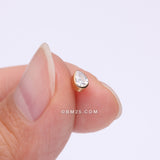 Detail View 2 of Implant Grade Titanium OneFit Threadless Golden Teardrop Sparkle Top Part-Clear Gem