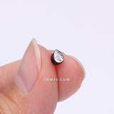 Detail View 2 of Implant Grade Titanium OneFit Threadless Blackline Teardrop Sparkle Top Part-Clear Gem