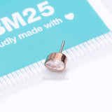 Detail View 3 of Implant Grade Titanium OneFit Threadless Rose Gold Teardrop Sparkle Top Part-Clear Gem