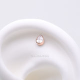 Detail View 1 of Implant Grade Titanium OneFit Threadless Rose Gold Teardrop Sparkle Top Part-Clear Gem