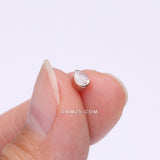 Detail View 2 of Implant Grade Titanium OneFit Threadless Rose Gold Teardrop Sparkle Top Part-Clear Gem