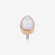 Implant Grade Titanium OneFit Threadless Golden Fire Opal Teardrop Top Part