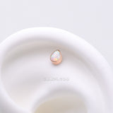 Detail View 1 of Implant Grade Titanium OneFit Threadless Rose Gold Fire Opal Teardrop Top Part-White Opal