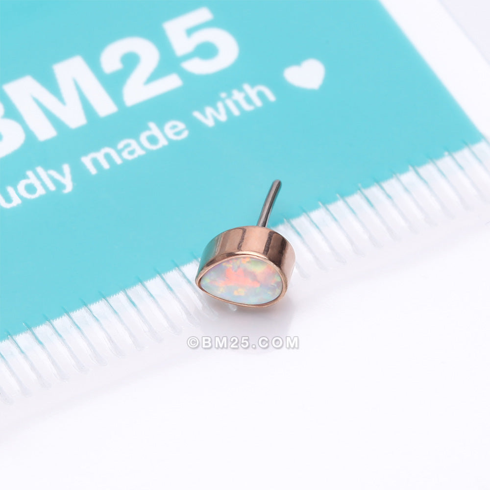 Detail View 3 of Implant Grade Titanium OneFit‚Ñ¢ Threadless Rose Gold Fire Opal Teardrop Top Part-White Opal
