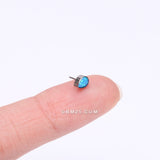 Detail View 2 of Implant Grade Titanium OneFit Threadless Fire Opal Teardrop Top Part-Blue Opal