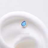 Detail View 1 of Implant Grade Titanium OneFit Threadless Fire Opal Teardrop Top Part-Blue Opal