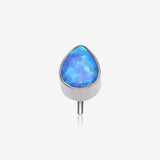 Implant Grade Titanium OneFit Threadless Fire Opal Teardrop Top Part-Blue Opal