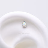 Detail View 1 of Implant Grade Titanium OneFit Threadless Fire Opal Teardrop Top Part-White Opal
