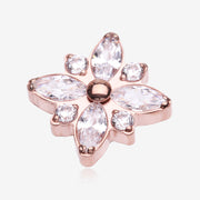 Implant Grade Titanium OneFitThreadless Rose Gold Marquise Flower Brilliance Top Part