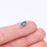 Detail View 2 of Implant Grade Titanium OneFit Threadless Bali Beads Arc Marquise Fire Opal Sparkle Top Part-Clear Gem/Blue Opal