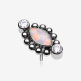 Implant Grade Titanium OneFit Threadless Bali Beads Arc Marquise Fire Opal Sparkle Top Part-Clear Gem/White Opal