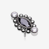 Implant Grade Titanium OneFit Threadless Bali Beads Arc Marquise Sparkle Top Part-Clear Gem/Black