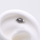 Detail View 1 of Implant Grade Titanium OneFit Threadless Bali Beads Arc Marquise Sparkle Top Part-Clear Gem/Black