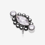 Implant Grade Titanium OneFit Threadless Bali Beads Arc Marquise Sparkle Top Part-Clear Gem