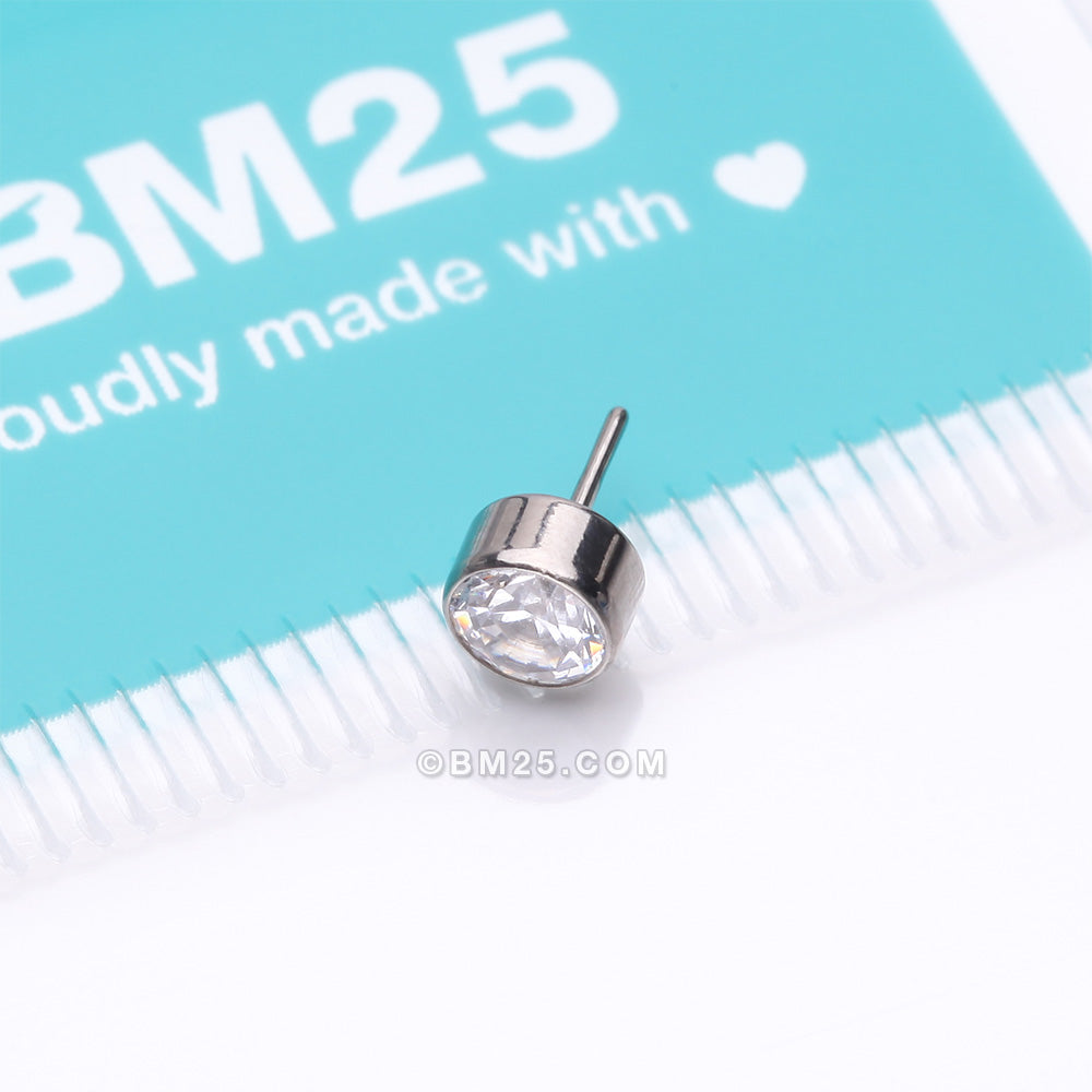 Detail View 3 of Implant Grade Titanium OneFit‚Ñ¢ Threadless Bezel Round Gem Sparkle Top Part-Clear Gem