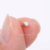 Detail View 2 of Implant Grade Titanium OneFit Threadless Bezel Round Fire Opal Sparkle Top Part-White Opal