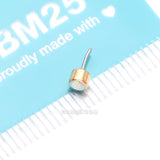 Detail View 3 of Implant Grade Titanium OneFit‚Ñ¢ Threadless Bezel Round Fire Opal Sparkle Top Part-White Opal