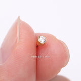 Detail View 2 of Implant Grade Titanium Golden OneFit Threadless Bezel Round Gem Sparkle Top Part-Clear Gem
