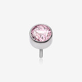 Implant Grade Titanium OneFit Threadless Bezel Round Gem Sparkle Top Part-Pink
