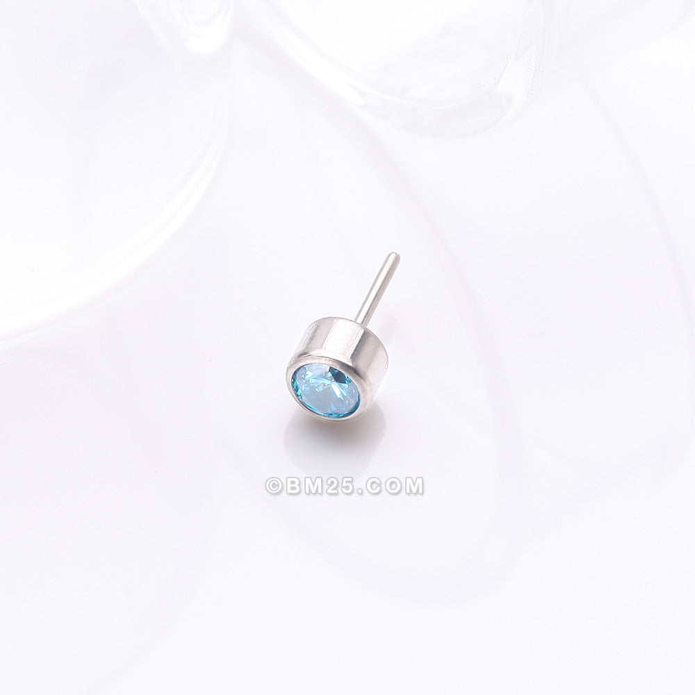 Detail View 1 of Implant Grade Titanium OneFit‚Ñ¢ Threadless Bezel Round Gem Sparkle Top Part-Aqua