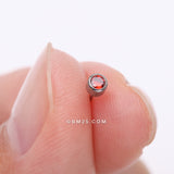 Detail View 2 of Implant Grade Titanium OneFit Threadless Bezel Round Gem Sparkle Top Part-Red