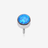 Implant Grade Titanium OneFit Threadless Bezel Round Fire Opal Sparkle Top Part-Blue Opal
