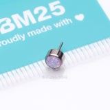Detail View 3 of Implant Grade Titanium OneFit Threadless Bezel Round Fire Opal Sparkle Top Part-Purple Opal