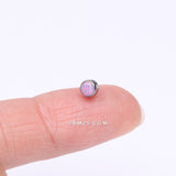 Detail View 2 of Implant Grade Titanium OneFit Threadless Bezel Round Fire Opal Sparkle Top Part-Purple Opal