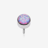 Implant Grade Titanium OneFit Threadless Bezel Round Fire Opal Sparkle Top Part-Purple Opal